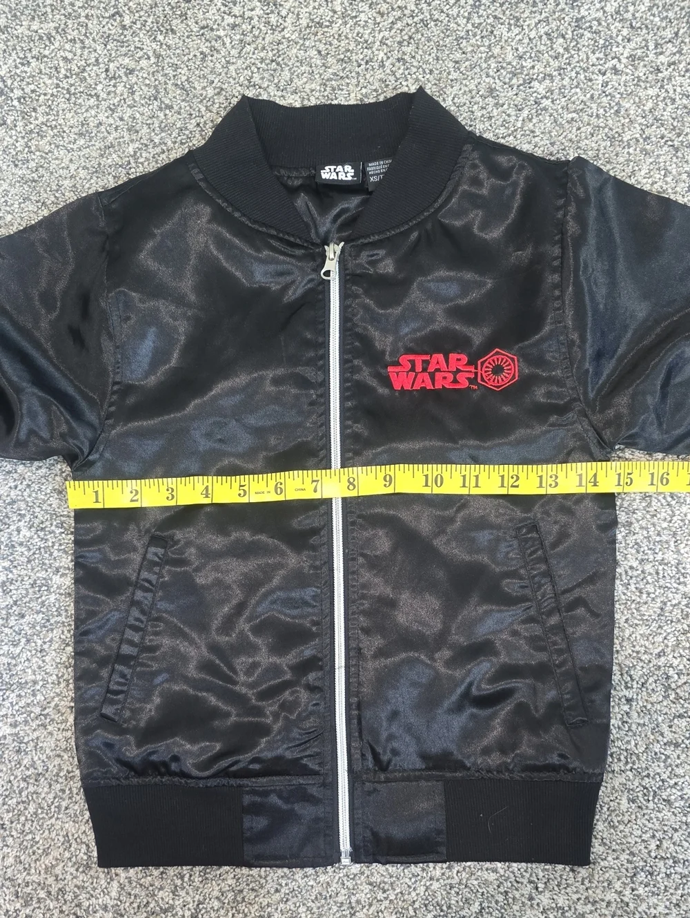 Star Wars Youth XS Black Satin TIE Fighter Bomber Jacket